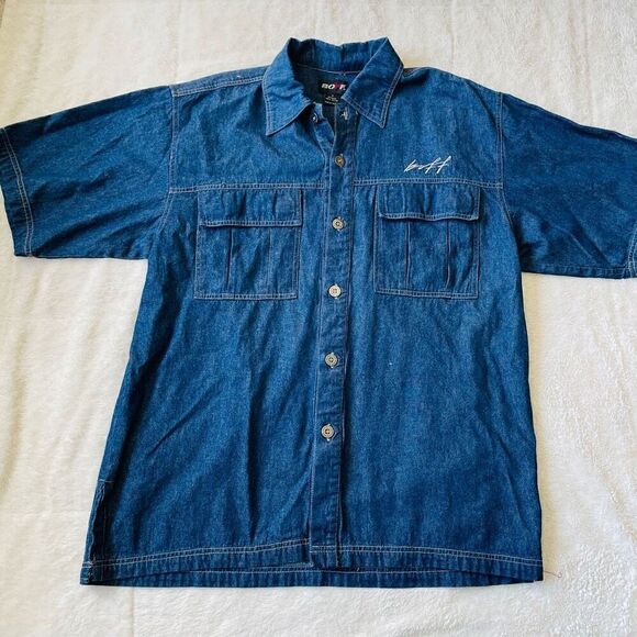Vintage Y2K Boff Denim Button Up Skater Men’s Shirt - Picture 1 of 5